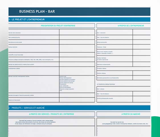 Modèle de business plan de bar