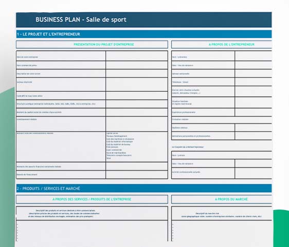 Modèle de business plan de salle de sport