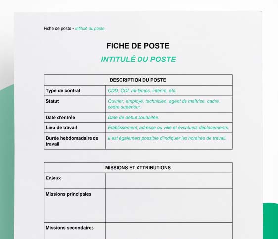 Modèle de fiche de poste