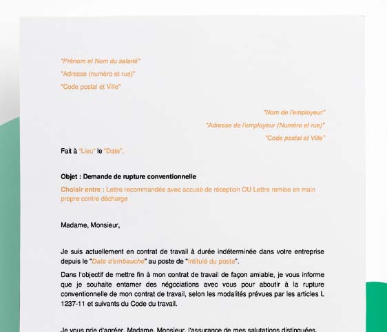 Modèle de lettre de demande de rupture conventionnelle