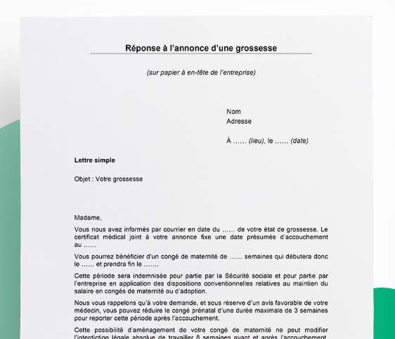 Modèle de réponse à l'annonce d'une grossesse